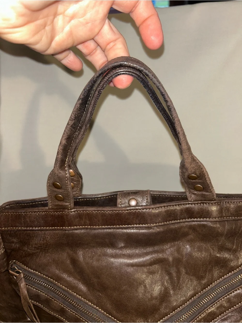 Botkier Dark Brown Leather Hobo with Top Handles and Chain Strap